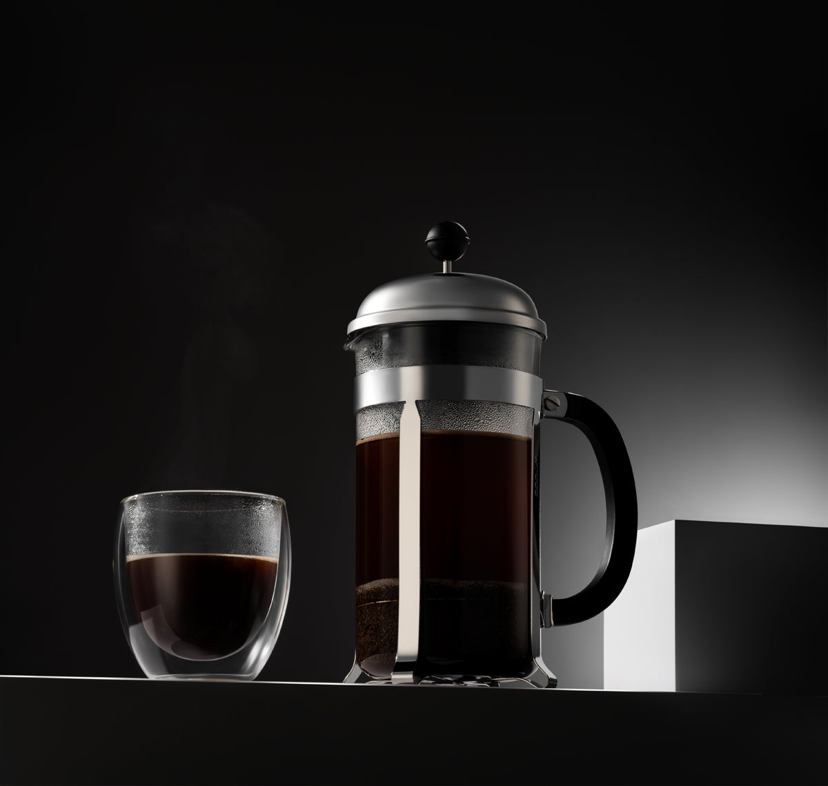 Set de Café Prensa Francesa con 4 Vasos Doble Pared 250ml
