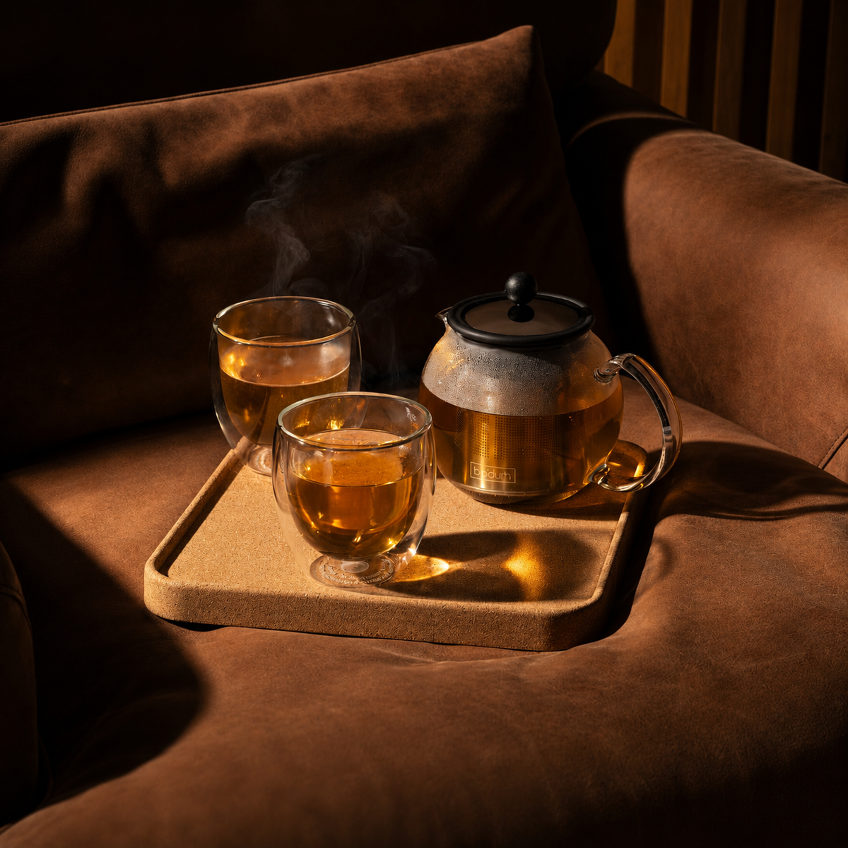 Pack Tea Time Duo: Tetera con Filtro con 2 Vasos Doble Pavina 250ml