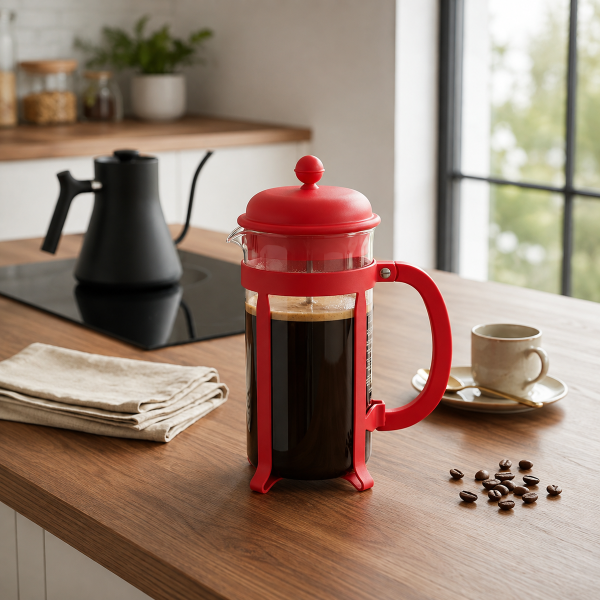 Cafetera Prensa Francesa 1 lt, rojo