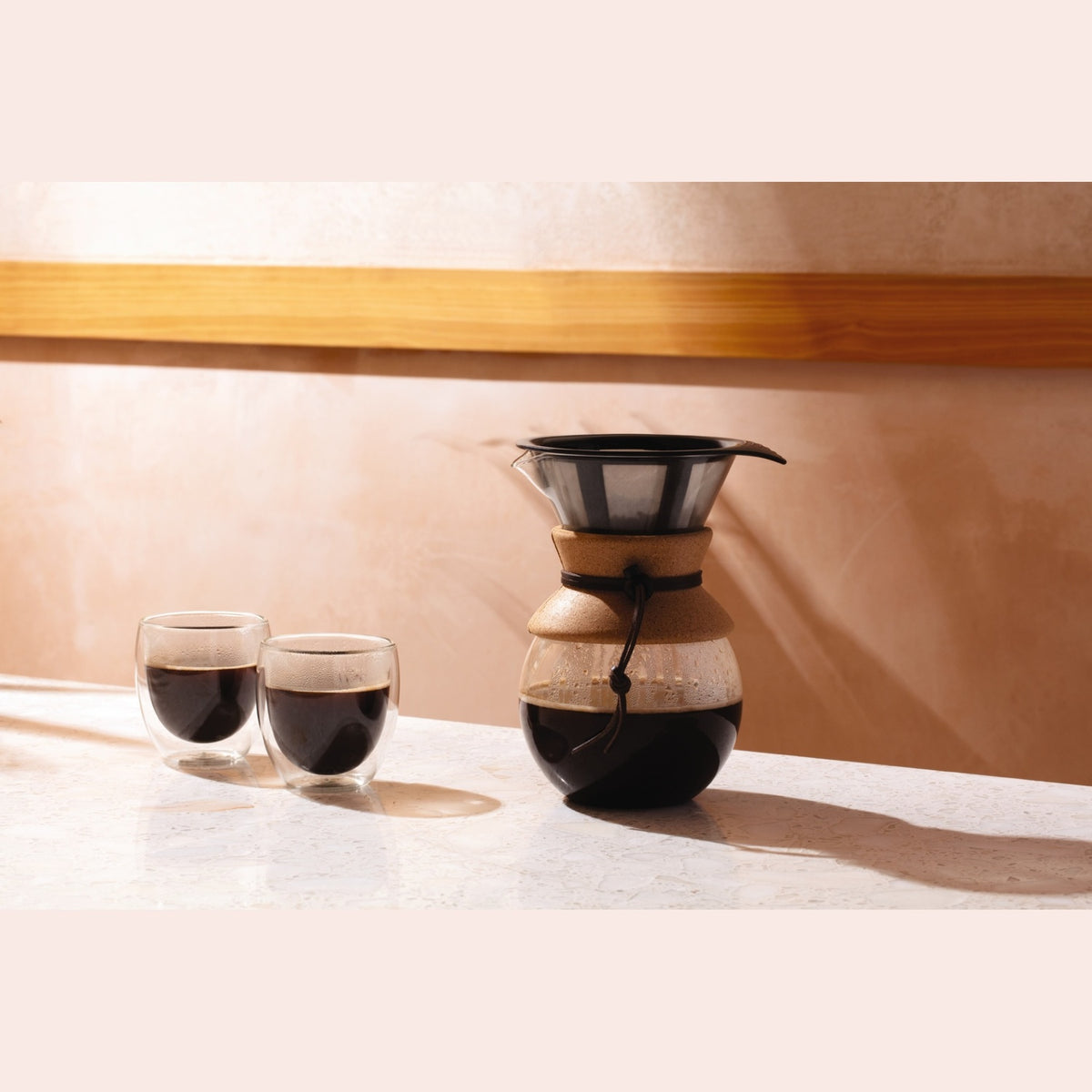 Cafetera de Goteo, filtro permanente de acero inox 1 lt, corcho