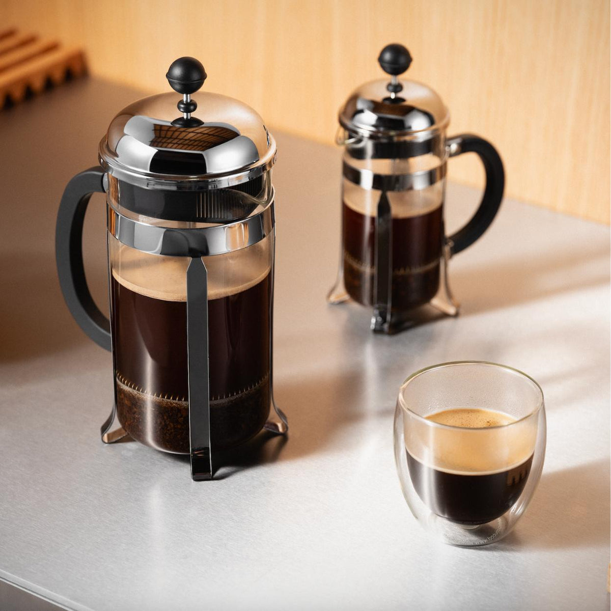 Cafetera Prensa Francesa acero Inox 1 lt, cromado