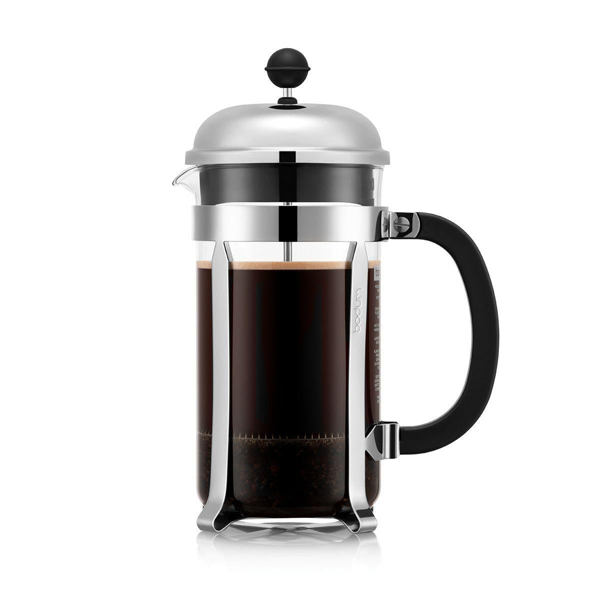 Cafetera Prensa Francesa acero Inox 1 lt, cromado